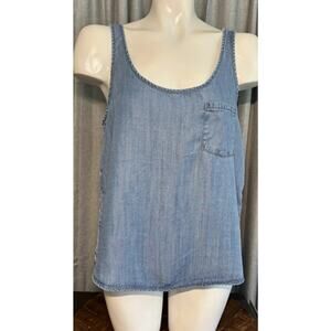 Life In Progress Women Sleeveless Blouse Tank Top Blue Denim Size Small